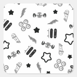 Adesivos Pretos e Brancos de Skate