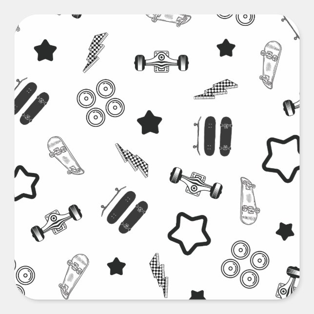 Adesivos Pretos e Brancos de Skate (Frente)