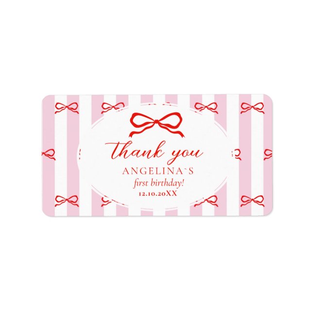 Adesivos Primeiro aniversário do bebê com rosa sua (Frente)