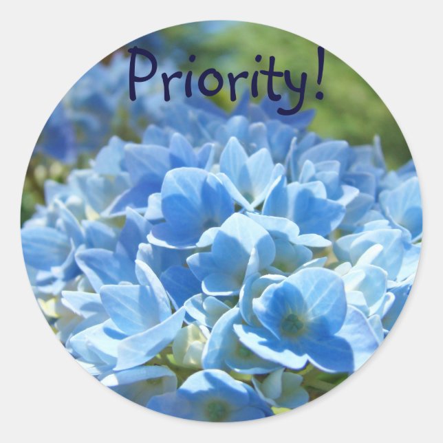 Adesivos Prioritário! Flores de Hortênsia Azul do  (Frente)