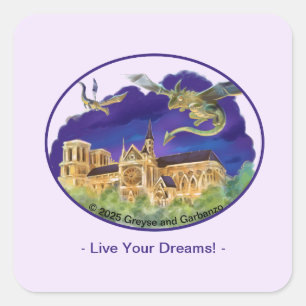 Adesivos Quadrados Clássicos de Notre Dame - Sonho