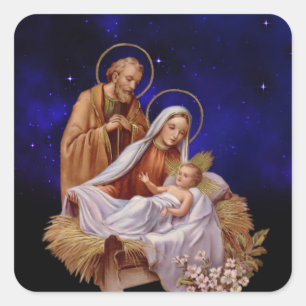 Adesivos Quadrados da Cena de Natal