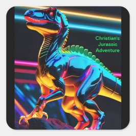 Adesivos Quadrados de Dinossauro Neon