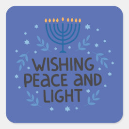 Adesivos Quadrados de Menorá Moderna de Hanukkah