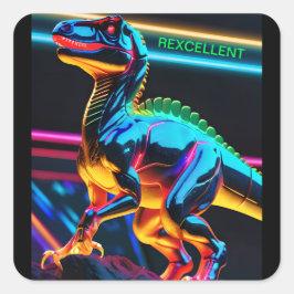 Adesivos Quadrados de Néon / Dinossauro
