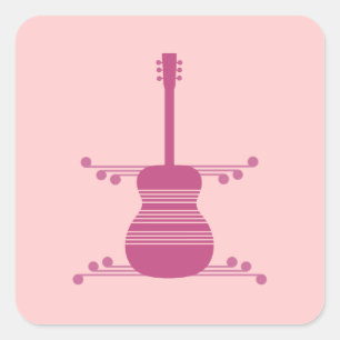 Adesivos Quadrados de Violão Retro, Magenta