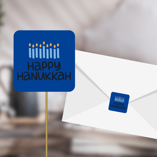 Adesivos Quadrados Divertidos de Hanukkah (Criador carregado)