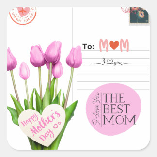 Adesivos Quadrados do Dia das Mães