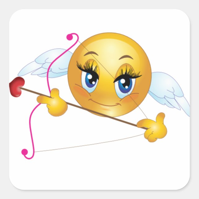 Adesivos Quadrados/Emoticon Cupido (Frente)