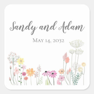 Adesivos Quadrados Personalizados de Flores de Ver