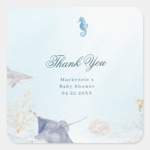 Adesivos Quadrados Sea You Soon Rococo Baby Shower