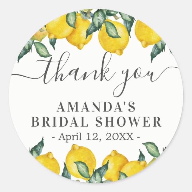 Adesivos Redondos Clássicos de Limões Obrigado (Frente)