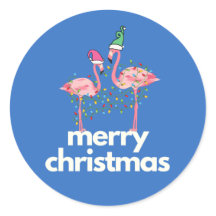 Adesivos Redondos Clássicos de Natal Flamingo