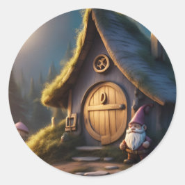 Adesivos redondos colocados com Gnome encantador e