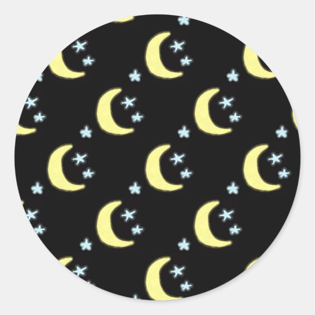 Adesivos redondos com brilho na lua (Preto e amare (Frente)