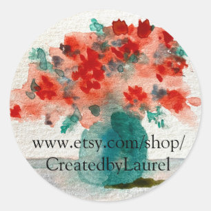 Adesivos redondos com Design floral para Etsy