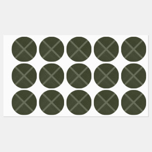 Adesivos Redondos com Padrão X Verde Musgo