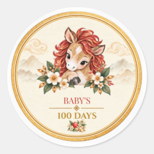 Adesivos Redondos de 100 Dias do Cavalo de Fogo