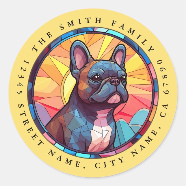 Adesivos redondos de Buldogue francês (Frente)