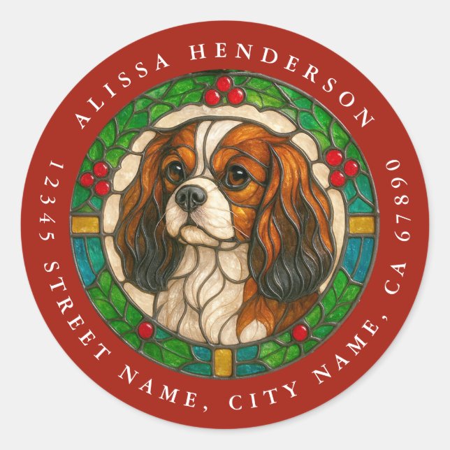Adesivos Redondos de Cachorro Cavalier King Charle (Frente)