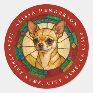 Adesivos Redondos de Cachorro Chihuahua de Natal