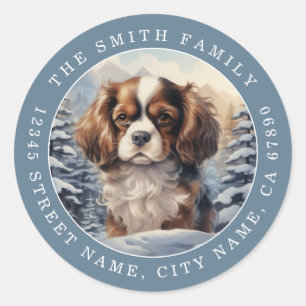 Adesivos Redondos de Cachorro King Charles Cavalie