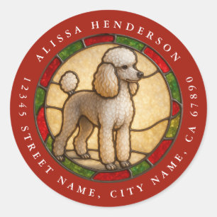 Adesivos Redondos de Cachorro Poodle Miniatura