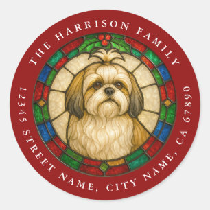 Adesivos Redondos de Cachorro Shih Tzu