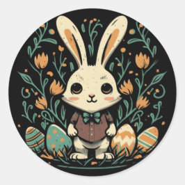 Adesivos Redondos de Coelhinho da Páscoa Vintage F