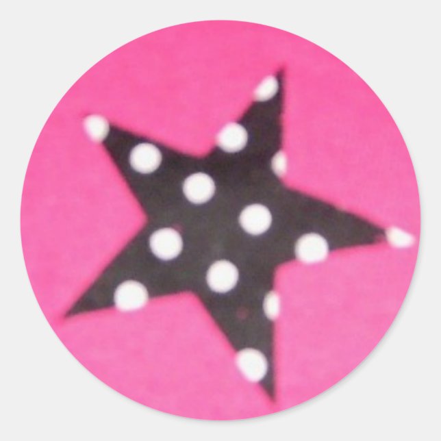 Adesivos Redondos de Design de Estrelas Rosa Quent (Frente)