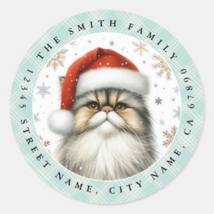 Adesivos Redondos de Gato Persa de Natal
