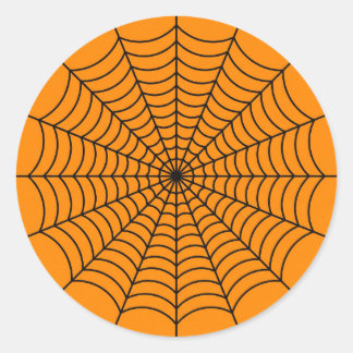 Adesivos Redondos de Halloween Laranja Teia de Ara