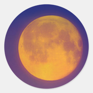 Adesivos Redondos de Lua de Colheita de ouros