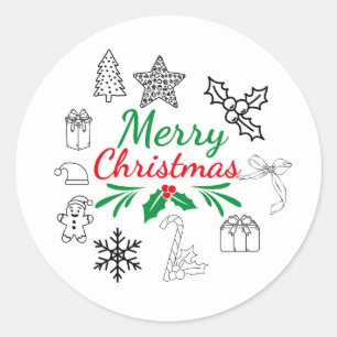 Adesivos Redondos de Natal Fofo