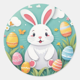 Adesivos Redondos de Ovos de Páscoa de Coelho Colo