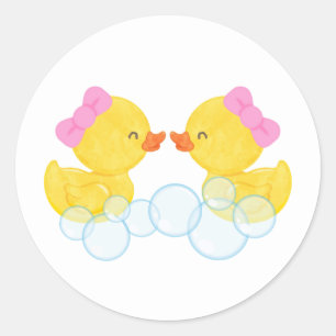 Adesivos Redondos de Pato de Borracha de Menina Gê