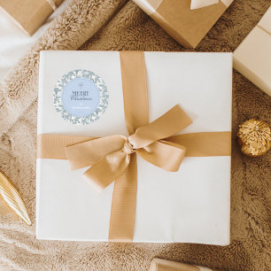 Adesivos Redondos de Presente de Natal em Azul Vin