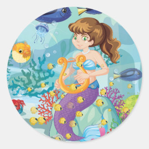 Adesivos redondos de sereia