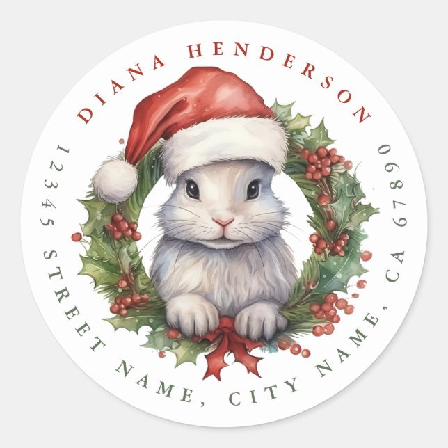 Adesivos Redondos do Coelho Natal (Frente)
