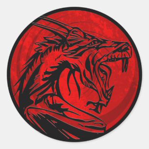 Adesivos redondos do dragão preto vermelho
