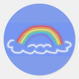 Adesivos redondos Neon Rainbows (Azul Denim)