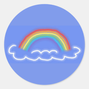 Adesivos redondos Neon Rainbows (Azul Denim)
