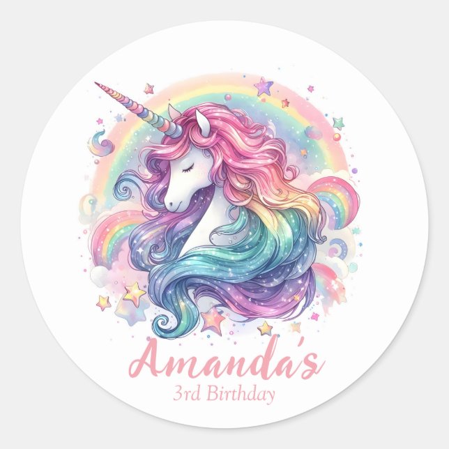 Adesivos redondos personalizados do Unicorn (Frente)
