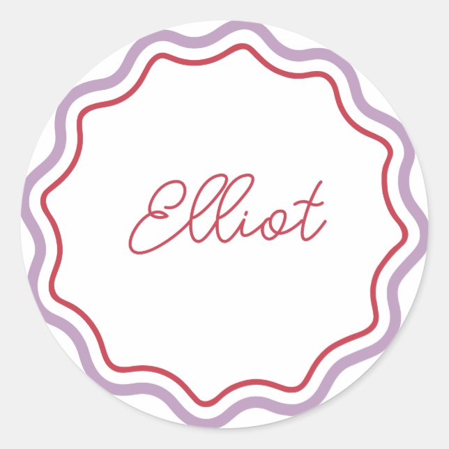 Adesivos Redondos Personalizados, Ondas Curvas  (Frente)