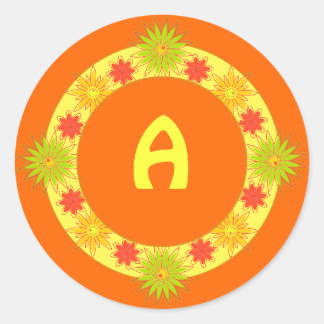 Adesivos redondos personalizáveis com flores amare
