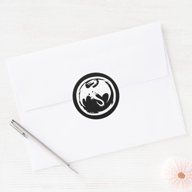 Adesivos redondos pretos do Dragão Branco (Envelope)