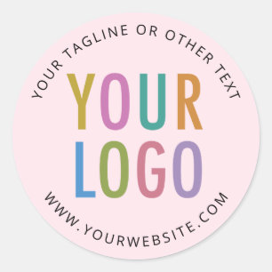 Adesivos Redondos Rosa Personalizados com Logotipo