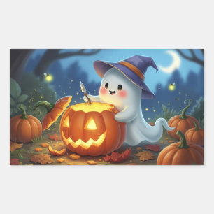 Adesivos Retangulares de Halloween do Fantasminha 