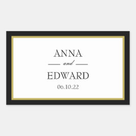 Adesivos Retangulares Noiva Noivo Borda Dourada Pr