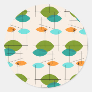 Adesivos Retro-Atômicos Redondos de Padrão Móvel